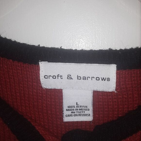 Croft & Barrow Red Christmas Cardigan Size Large - Picture 3 of 5